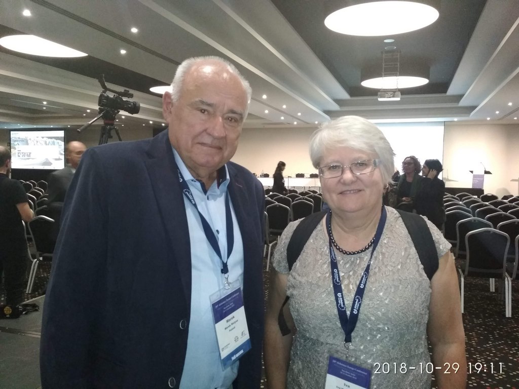 Marek Małysa na Kongresie "Alzheimer Europe” w Barcelonie (Hiszpania) z jej Prezydentką, 2018r.